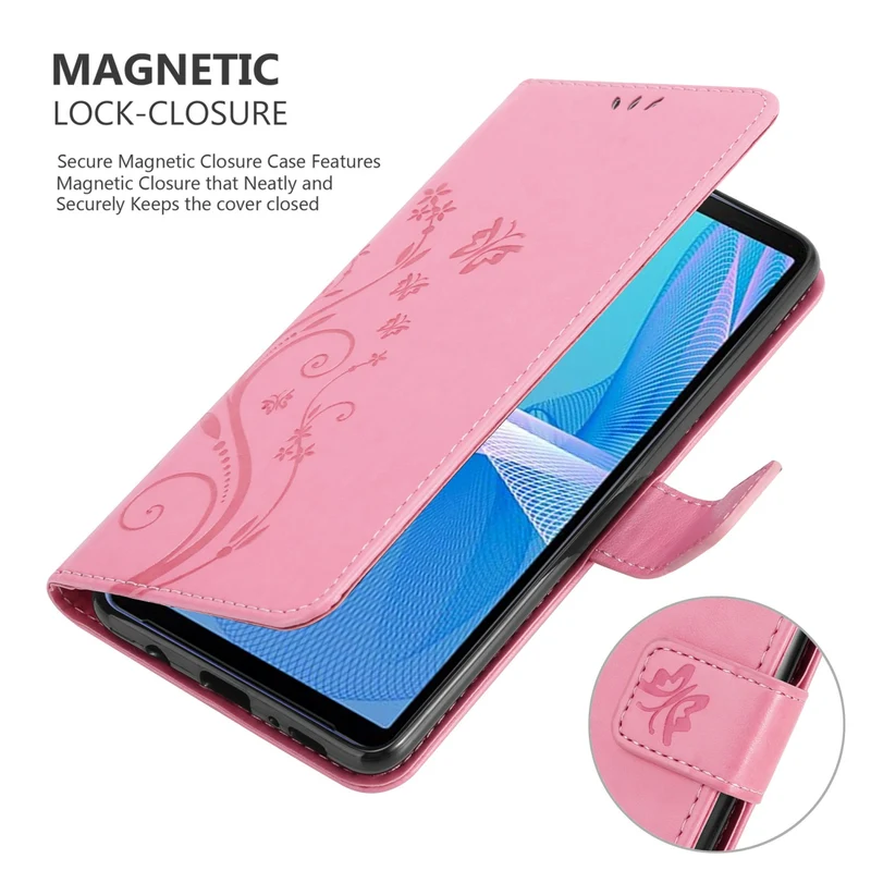 Cadorabo Hülle kompatibel mit Sony Xperia 10 III Schutzhülle im Blumen Design mit Magnetverschluss, Standfunktion und Kartenfächern