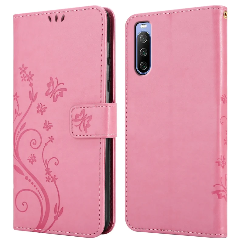 Cadorabo Hülle kompatibel mit Sony Xperia 10 III Schutzhülle im Blumen Design mit Magnetverschluss, Standfunktion und Kartenfächern
