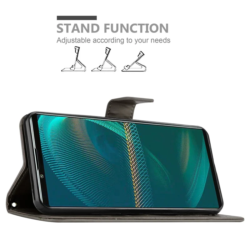Cadorabo Hülle kompatibel mit Sony Xperia 5 III Schutzhülle im Blumen Design mit Magnetverschluss, Standfunktion und Kartenfächern