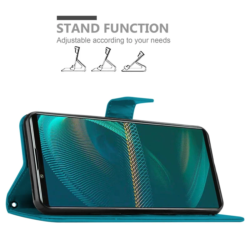 Cadorabo Hülle kompatibel mit Sony Xperia 5 III Schutzhülle im Blumen Design mit Magnetverschluss, Standfunktion und Kartenfächern