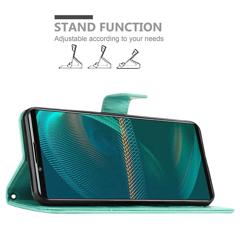 Cadorabo Hülle kompatibel mit Sony Xperia 5 III Schutzhülle im Blumen Design mit Magnetverschluss, Standfunktion und Kartenfächern