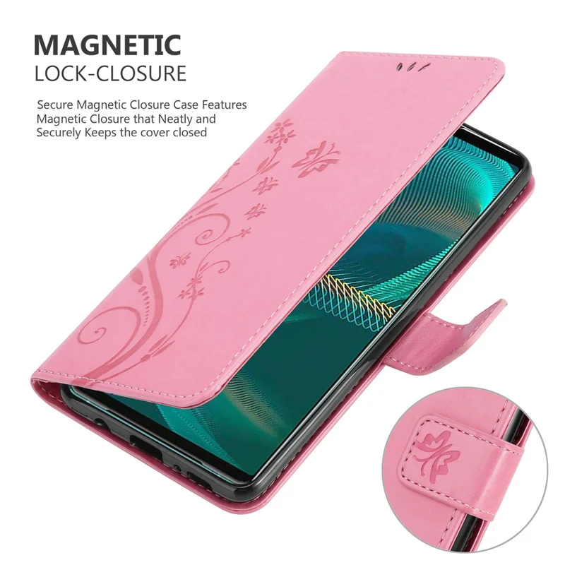 Cadorabo Hülle kompatibel mit Sony Xperia 5 III Schutzhülle im Blumen Design mit Magnetverschluss, Standfunktion und Kartenfächern