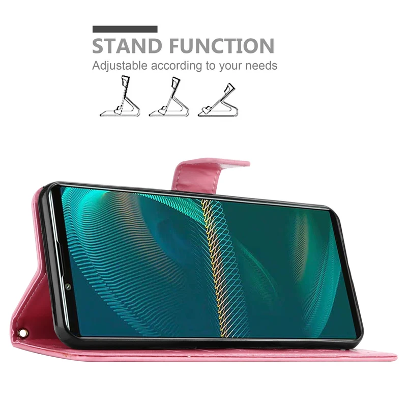 Cadorabo Hülle kompatibel mit Sony Xperia 5 III Schutzhülle im Blumen Design mit Magnetverschluss, Standfunktion und Kartenfächern