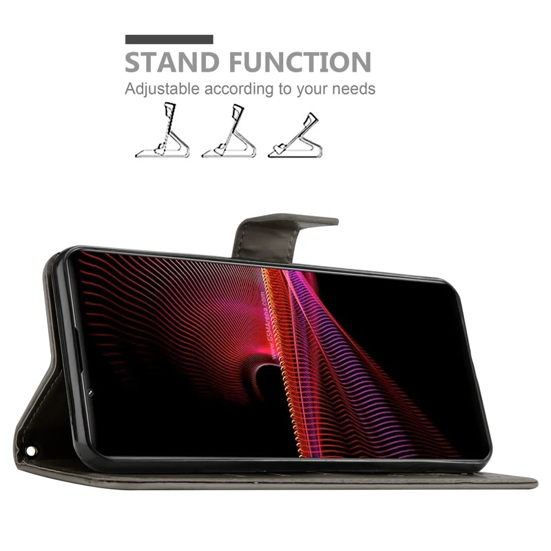 Cadorabo Hülle kompatibel mit Sony Xperia 1 III Schutzhülle im Blumen Design mit Magnetverschluss, Standfunktion und Kartenfächern