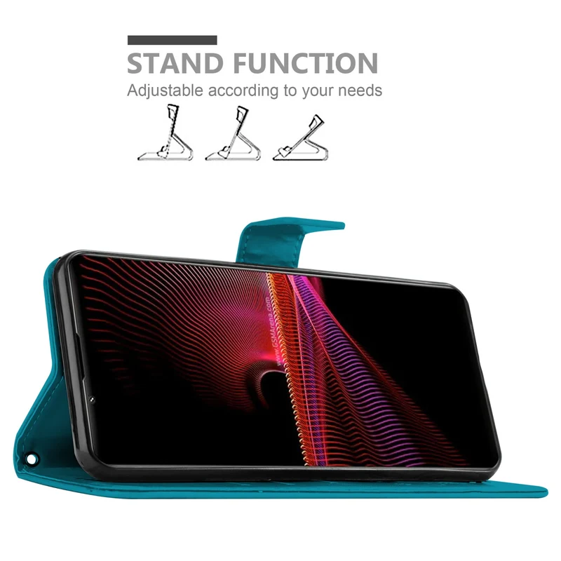 Cadorabo Hülle kompatibel mit Sony Xperia 1 III Schutzhülle im Blumen Design mit Magnetverschluss, Standfunktion und Kartenfächern