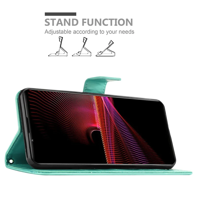 Cadorabo Hülle kompatibel mit Sony Xperia 1 III Schutzhülle im Blumen Design mit Magnetverschluss, Standfunktion und Kartenfächern