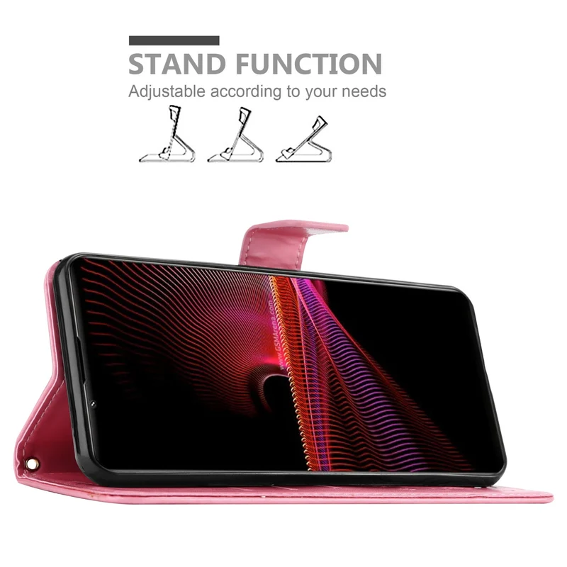 Cadorabo Hülle kompatibel mit Sony Xperia 1 III Schutzhülle im Blumen Design mit Magnetverschluss, Standfunktion und Kartenfächern