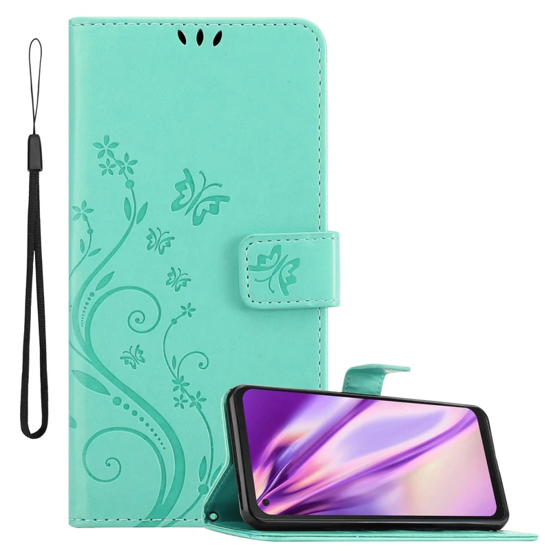 Cadorabo Hülle kompatibel mit Samsung Galaxy XCover PRO Schutzhülle im Blumen Design mit Magnetverschluss, Standfunktion und Kartenfächern