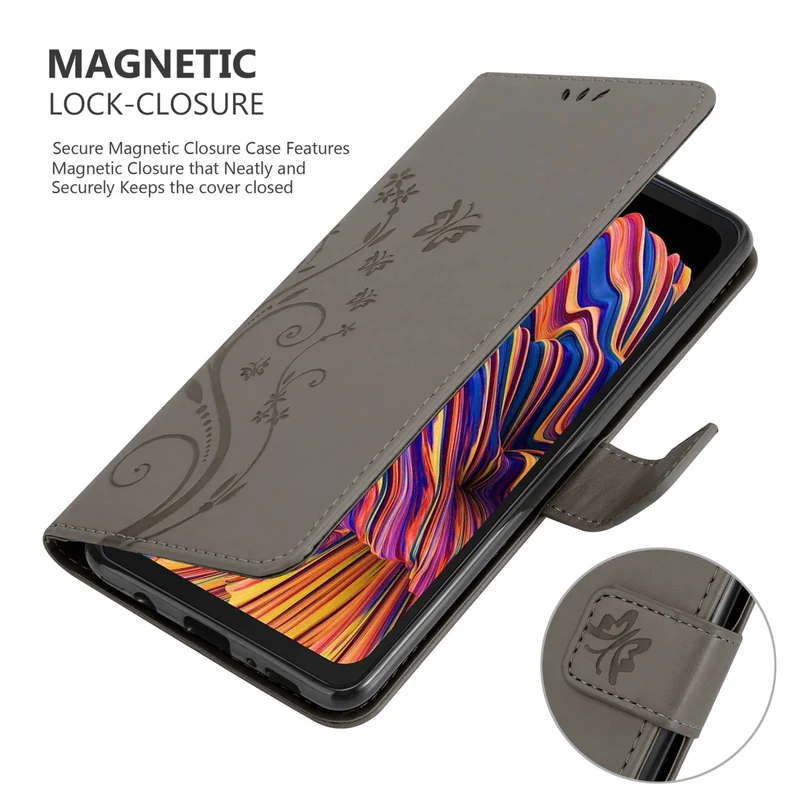 Cadorabo Hülle kompatibel mit Samsung Galaxy XCover PRO Schutzhülle im Blumen Design mit Magnetverschluss, Standfunktion und Kartenfächern