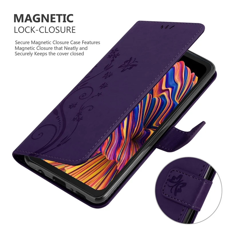 Cadorabo Hülle kompatibel mit Samsung Galaxy XCover PRO Schutzhülle im Blumen Design mit Magnetverschluss, Standfunktion und Kartenfächern