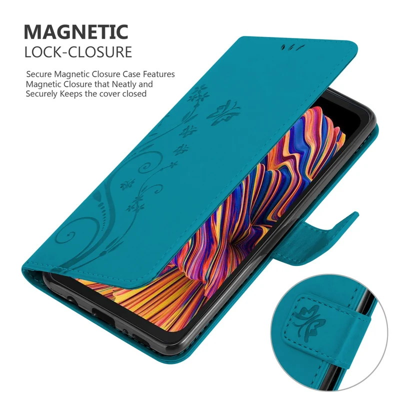 Cadorabo Hülle kompatibel mit Samsung Galaxy XCover PRO Schutzhülle im Blumen Design mit Magnetverschluss, Standfunktion und Kartenfächern