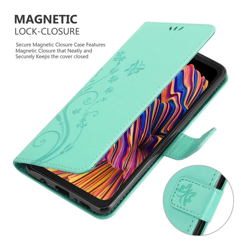 Cadorabo Hülle kompatibel mit Samsung Galaxy XCover PRO Schutzhülle im Blumen Design mit Magnetverschluss, Standfunktion und Kartenfächern