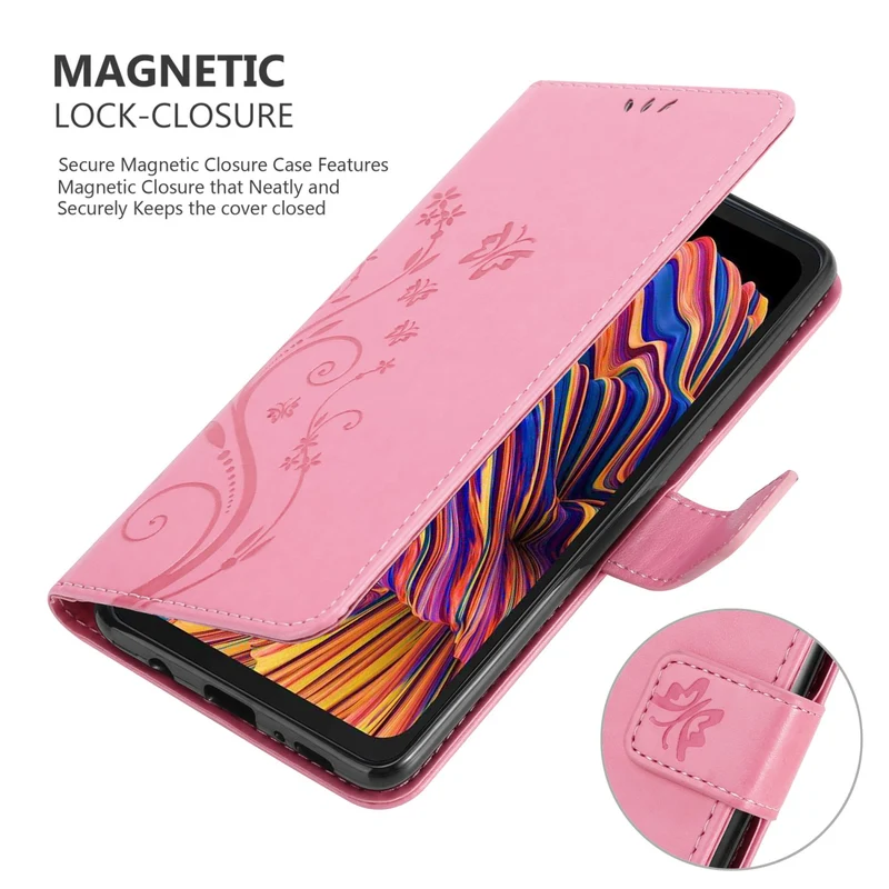 Cadorabo Hülle kompatibel mit Samsung Galaxy XCover PRO Schutzhülle im Blumen Design mit Magnetverschluss, Standfunktion und Kartenfächern