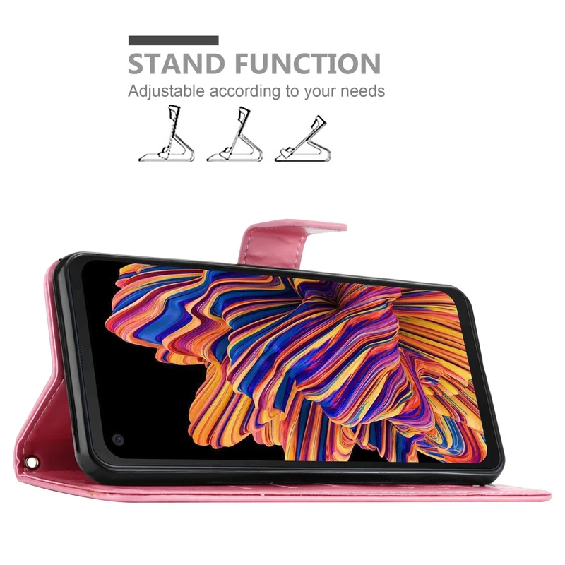 Cadorabo Hülle kompatibel mit Samsung Galaxy XCover PRO Schutzhülle im Blumen Design mit Magnetverschluss, Standfunktion und Kartenfächern