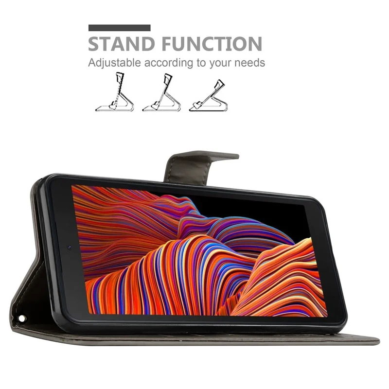 Cadorabo Hülle kompatibel mit Samsung Galaxy XCover 5 Schutzhülle im Blumen Design mit Magnetverschluss, Standfunktion und Kartenfächern