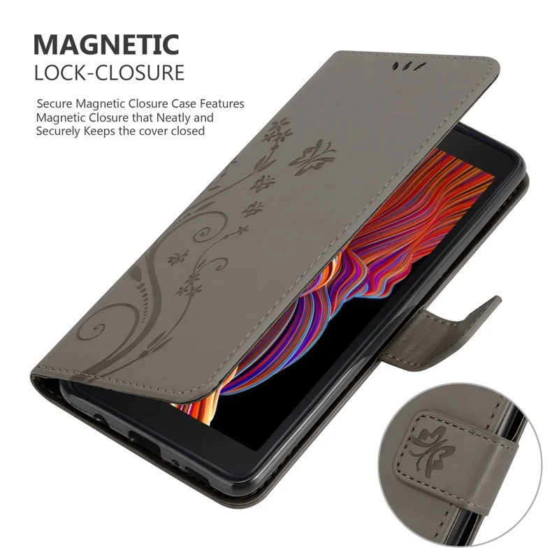Cadorabo Hülle kompatibel mit Samsung Galaxy XCover 5 Schutzhülle im Blumen Design mit Magnetverschluss, Standfunktion und Kartenfächern