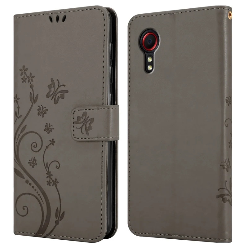 Cadorabo Hülle kompatibel mit Samsung Galaxy XCover 5 Schutzhülle im Blumen Design mit Magnetverschluss, Standfunktion und Kartenfächern