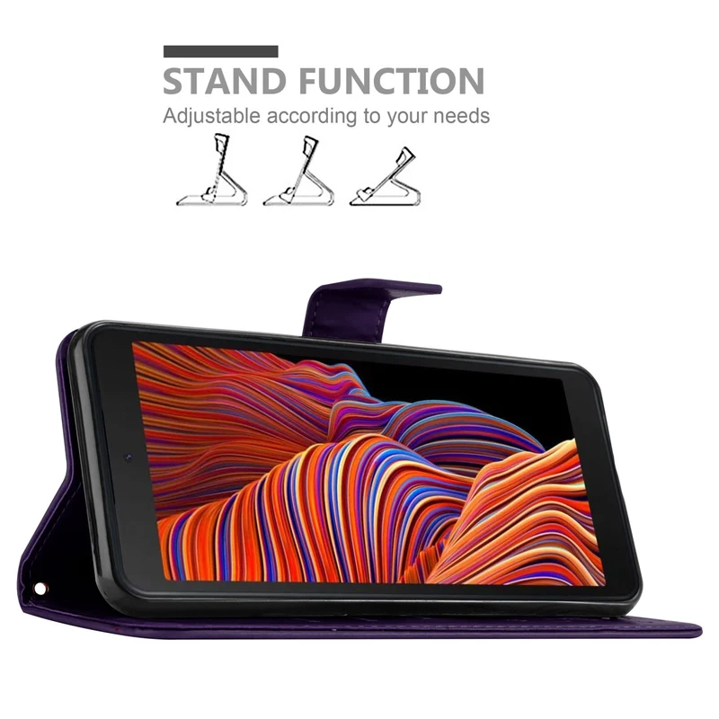Cadorabo Hülle kompatibel mit Samsung Galaxy XCover 5 Schutzhülle im Blumen Design mit Magnetverschluss, Standfunktion und Kartenfächern