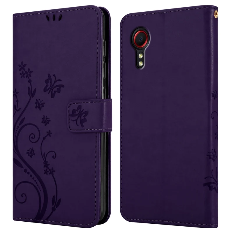 Cadorabo Hülle kompatibel mit Samsung Galaxy XCover 5 Schutzhülle im Blumen Design mit Magnetverschluss, Standfunktion und Kartenfächern