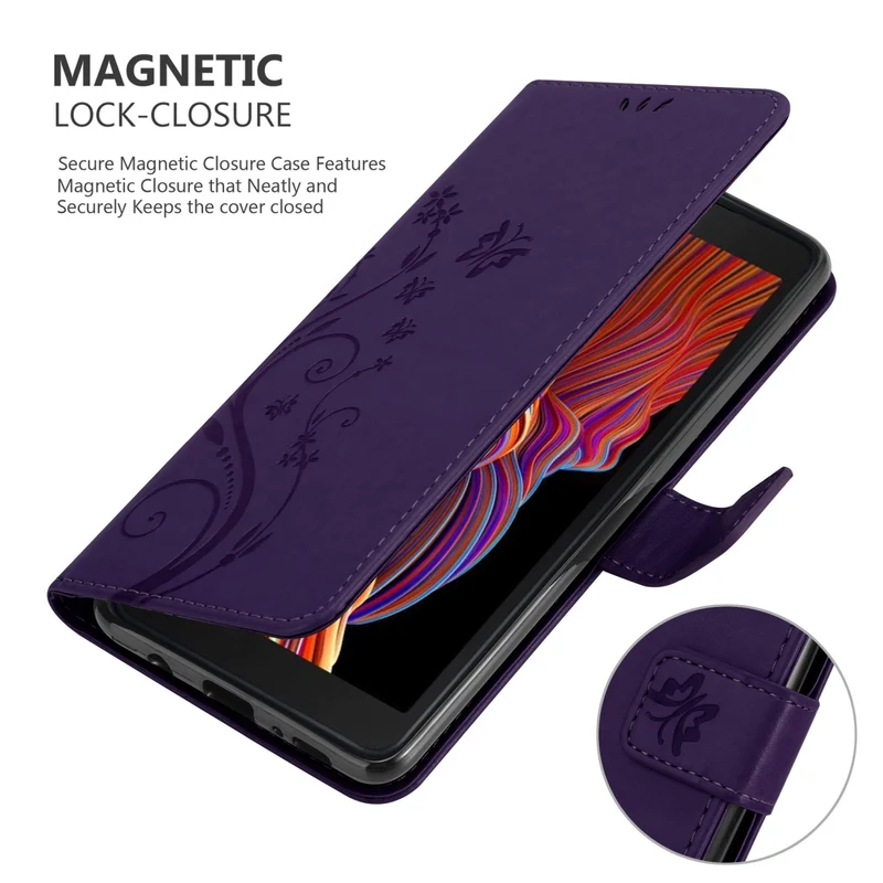Cadorabo Hülle kompatibel mit Samsung Galaxy XCover 5 Schutzhülle im Blumen Design mit Magnetverschluss, Standfunktion und Kartenfächern