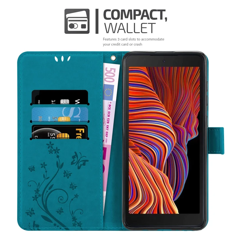 Cadorabo Hülle kompatibel mit Samsung Galaxy XCover 5 Schutzhülle im Blumen Design mit Magnetverschluss, Standfunktion und Kartenfächern