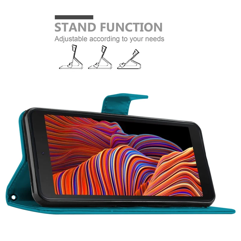 Cadorabo Hülle kompatibel mit Samsung Galaxy XCover 5 Schutzhülle im Blumen Design mit Magnetverschluss, Standfunktion und Kartenfächern