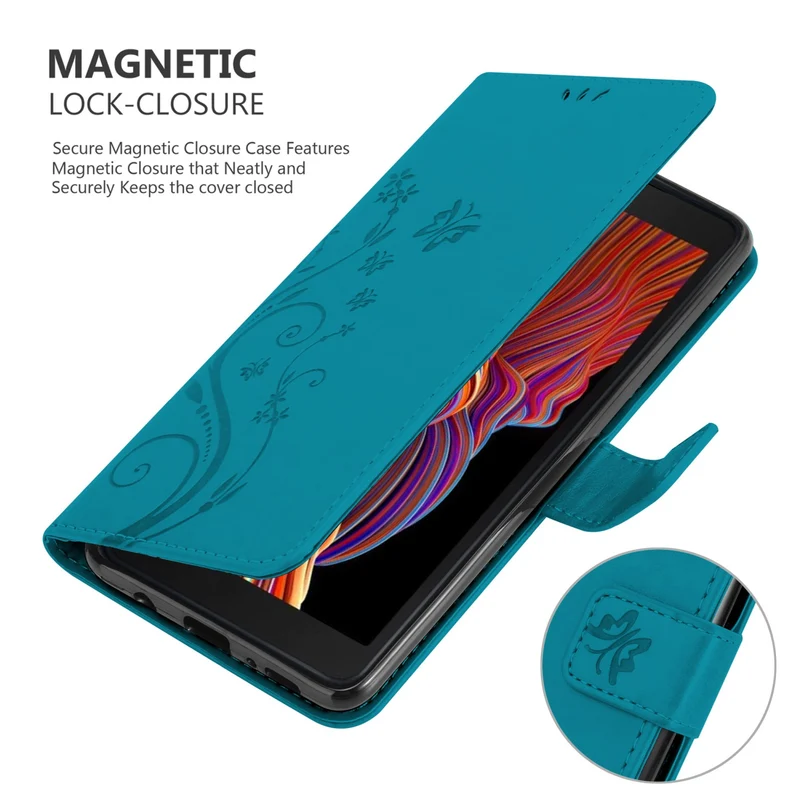 Cadorabo Hülle kompatibel mit Samsung Galaxy XCover 5 Schutzhülle im Blumen Design mit Magnetverschluss, Standfunktion und Kartenfächern