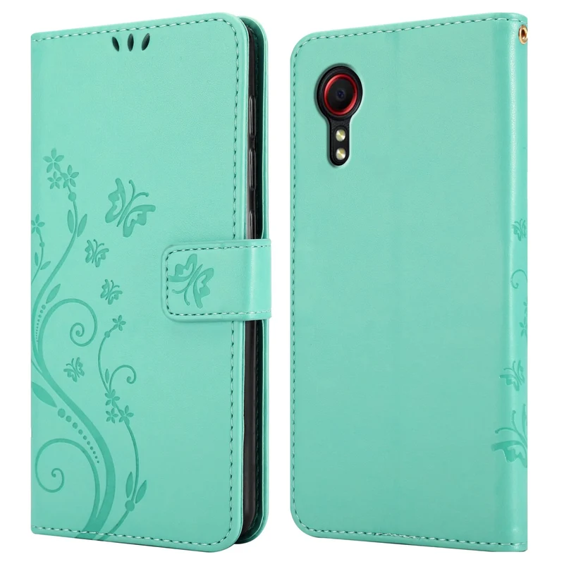 Cadorabo Hülle kompatibel mit Samsung Galaxy XCover 5 Schutzhülle im Blumen Design mit Magnetverschluss, Standfunktion und Kartenfächern