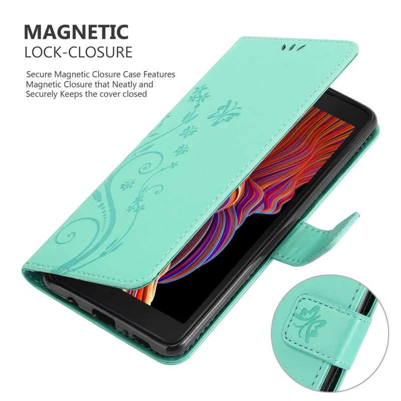 Cadorabo Hülle kompatibel mit Samsung Galaxy XCover 5 Schutzhülle im Blumen Design mit Magnetverschluss, Standfunktion und Kartenfächern