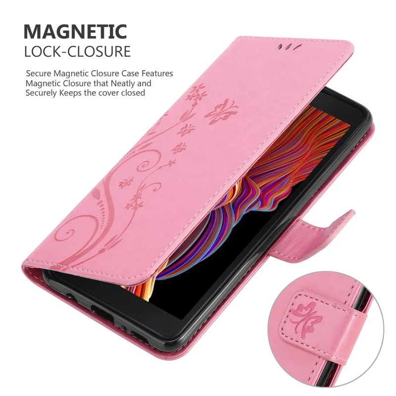 Cadorabo Hülle kompatibel mit Samsung Galaxy XCover 5 Schutzhülle im Blumen Design mit Magnetverschluss, Standfunktion und Kartenfächern