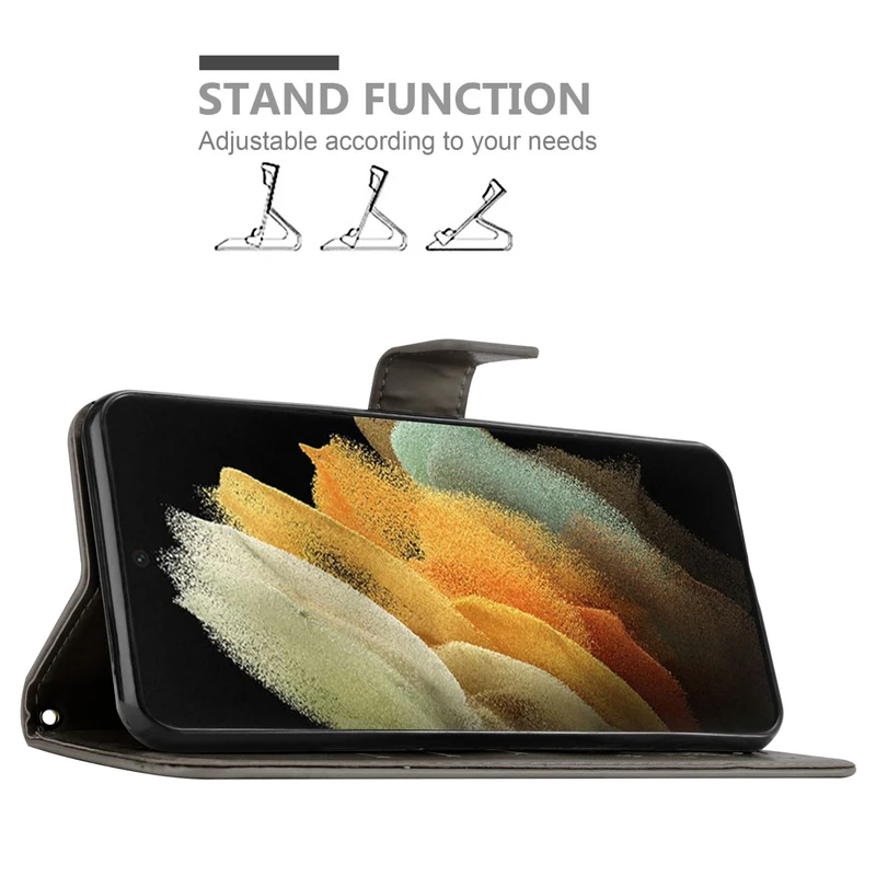 Cadorabo Hülle kompatibel mit Samsung Galaxy S22 ULTRA Schutzhülle im Blumen Design mit Magnetverschluss, Standfunktion und Kartenfächern