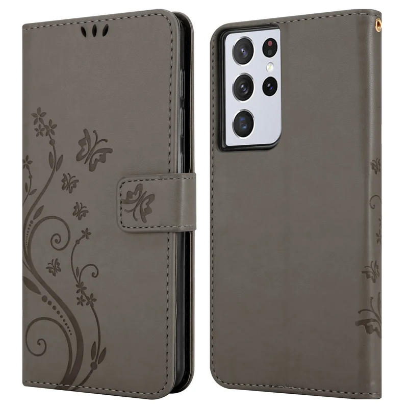 Cadorabo Hülle kompatibel mit Samsung Galaxy S22 ULTRA Schutzhülle im Blumen Design mit Magnetverschluss, Standfunktion und Kartenfächern