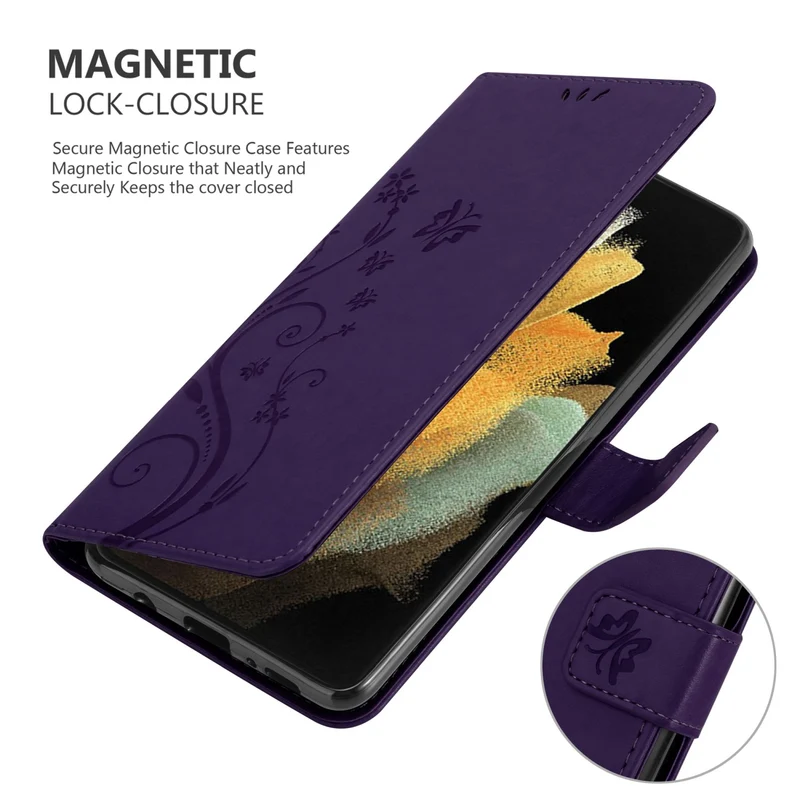 Cadorabo Hülle kompatibel mit Samsung Galaxy S22 ULTRA Schutzhülle im Blumen Design mit Magnetverschluss, Standfunktion und Kartenfächern