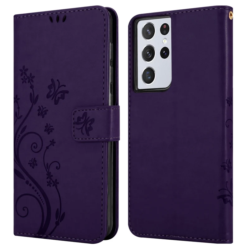 Cadorabo Hülle kompatibel mit Samsung Galaxy S22 ULTRA Schutzhülle im Blumen Design mit Magnetverschluss, Standfunktion und Kartenfächern