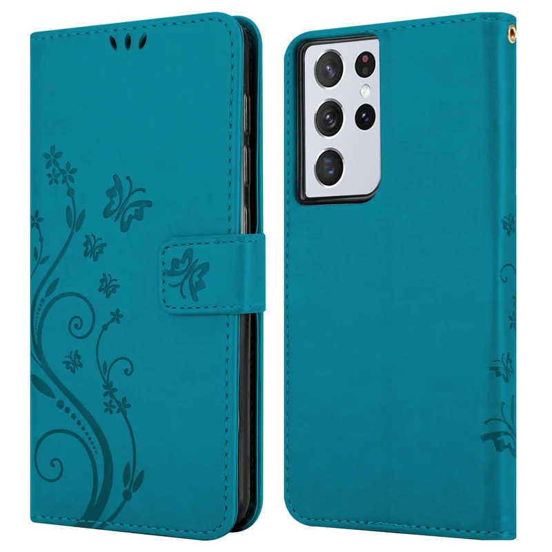 Cadorabo Hülle kompatibel mit Samsung Galaxy S22 ULTRA Schutzhülle im Blumen Design mit Magnetverschluss, Standfunktion und Kartenfächern