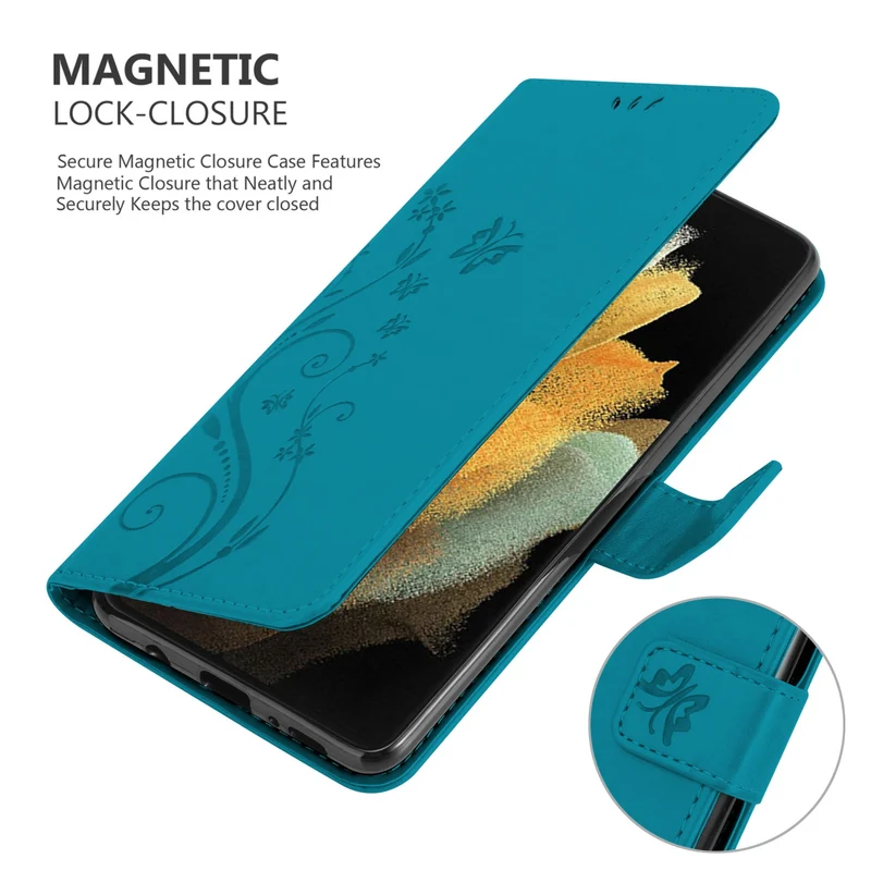 Cadorabo Hülle kompatibel mit Samsung Galaxy S22 ULTRA Schutzhülle im Blumen Design mit Magnetverschluss, Standfunktion und Kartenfächern