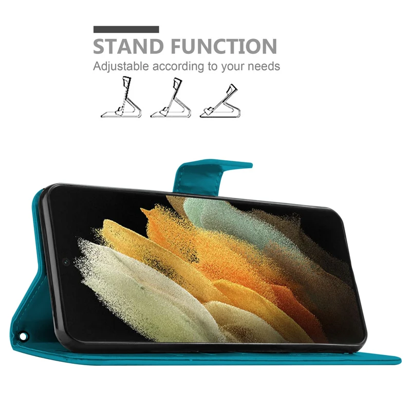Cadorabo Hülle kompatibel mit Samsung Galaxy S22 ULTRA Schutzhülle im Blumen Design mit Magnetverschluss, Standfunktion und Kartenfächern