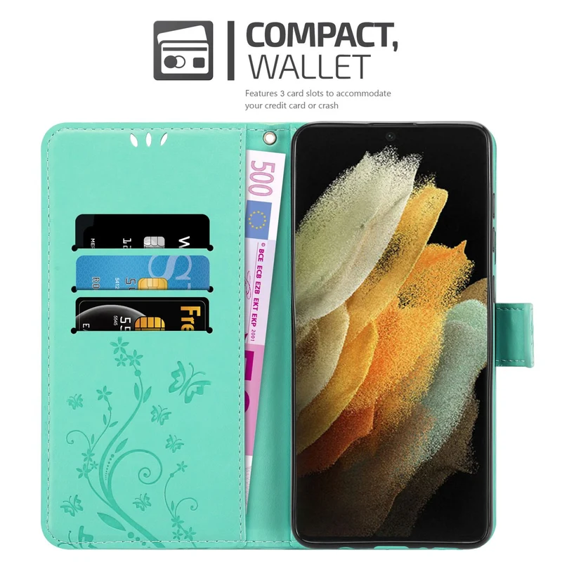 Cadorabo Hülle kompatibel mit Samsung Galaxy S22 ULTRA Schutzhülle im Blumen Design mit Magnetverschluss, Standfunktion und Kartenfächern