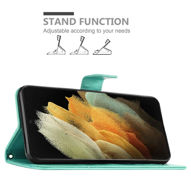 Cadorabo Hülle kompatibel mit Samsung Galaxy S22 ULTRA Schutzhülle im Blumen Design mit Magnetverschluss, Standfunktion und Kartenfächern