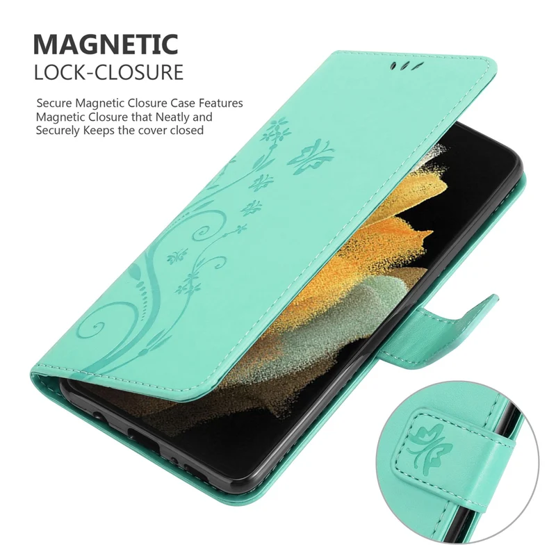 Cadorabo Hülle kompatibel mit Samsung Galaxy S22 ULTRA Schutzhülle im Blumen Design mit Magnetverschluss, Standfunktion und Kartenfächern