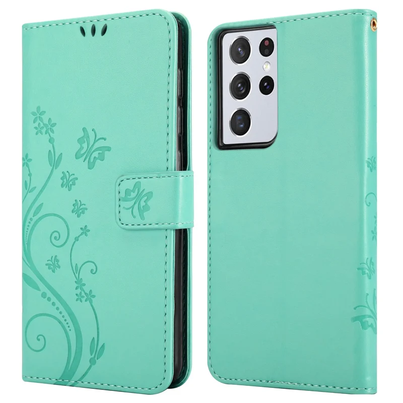 Cadorabo Hülle kompatibel mit Samsung Galaxy S22 ULTRA Schutzhülle im Blumen Design mit Magnetverschluss, Standfunktion und Kartenfächern