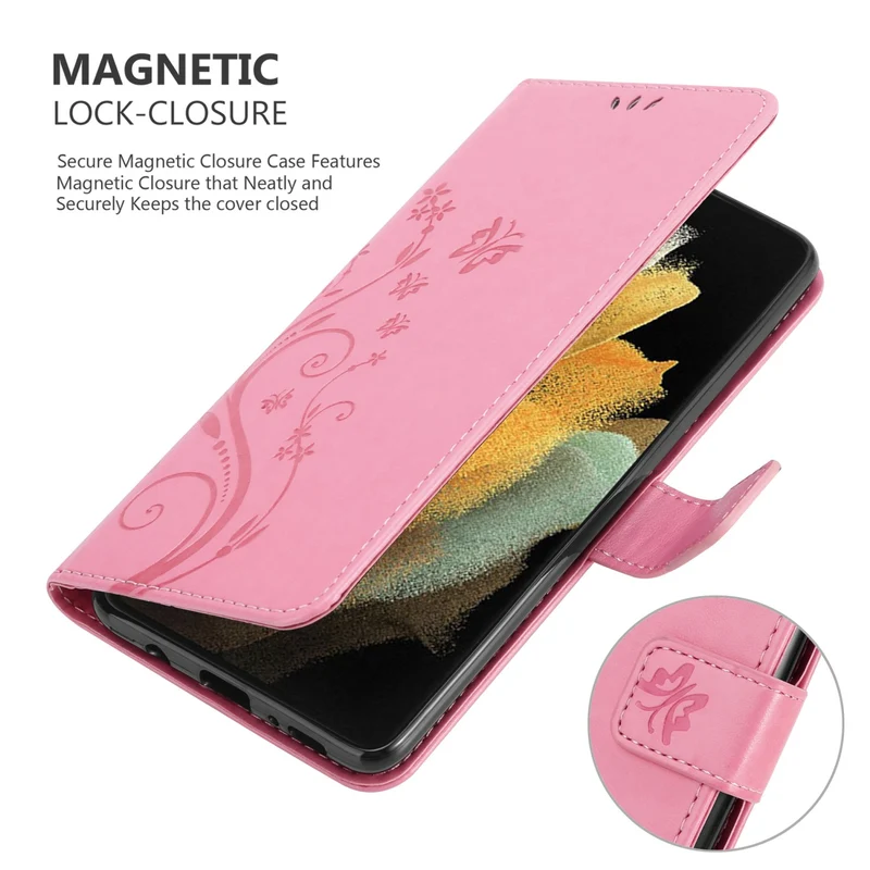 Cadorabo Hülle kompatibel mit Samsung Galaxy S22 ULTRA Schutzhülle im Blumen Design mit Magnetverschluss, Standfunktion und Kartenfächern