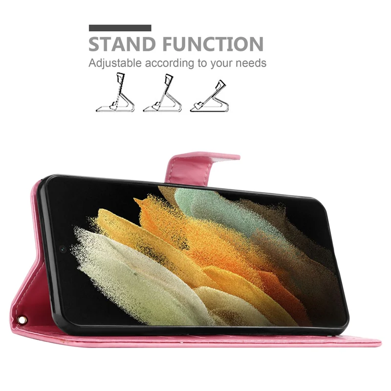 Cadorabo Hülle kompatibel mit Samsung Galaxy S22 ULTRA Schutzhülle im Blumen Design mit Magnetverschluss, Standfunktion und Kartenfächern