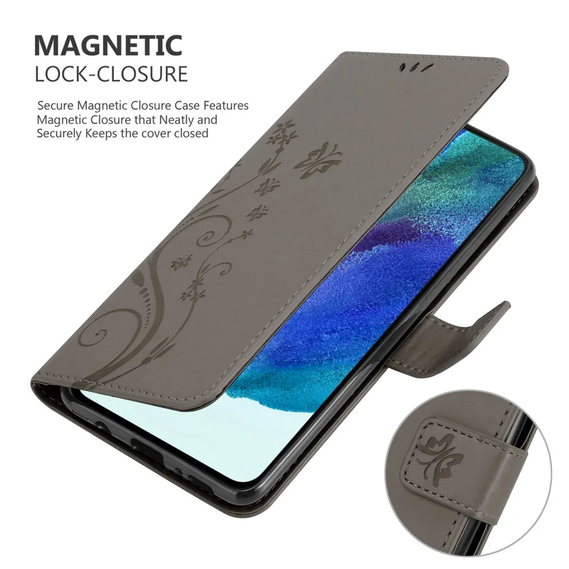 Cadorabo Hülle kompatibel mit Samsung Galaxy S22 PLUS Schutzhülle im Blumen Design mit Magnetverschluss, Standfunktion und Kartenfächern