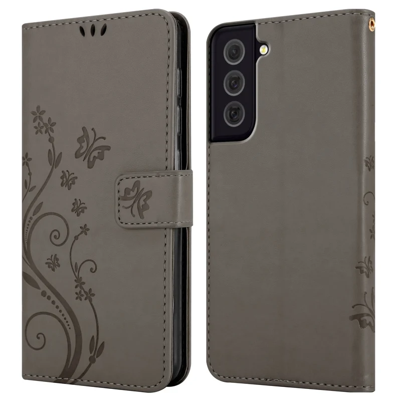 Cadorabo Hülle kompatibel mit Samsung Galaxy S22 PLUS Schutzhülle im Blumen Design mit Magnetverschluss, Standfunktion und Kartenfächern