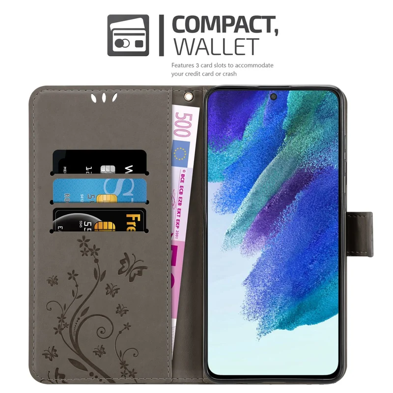 Cadorabo Hülle kompatibel mit Samsung Galaxy S22 PLUS Schutzhülle im Blumen Design mit Magnetverschluss, Standfunktion und Kartenfächern