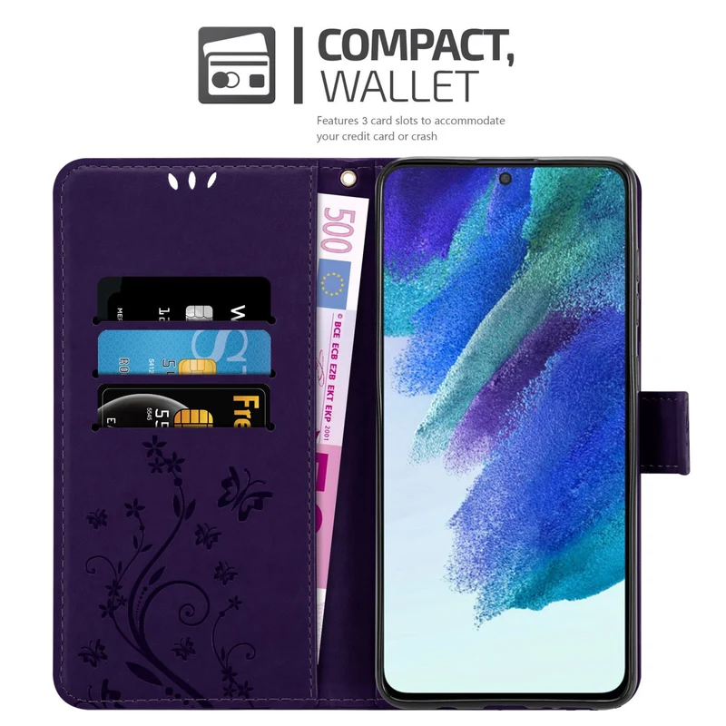 Cadorabo Hülle kompatibel mit Samsung Galaxy S22 PLUS Schutzhülle im Blumen Design mit Magnetverschluss, Standfunktion und Kartenfächern