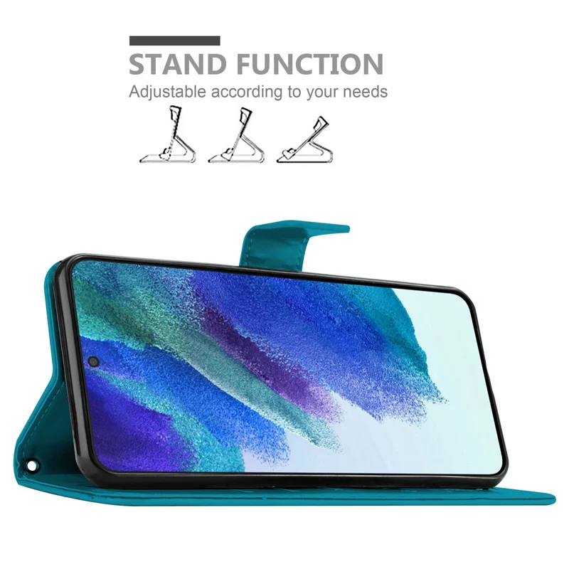 Cadorabo Hülle kompatibel mit Samsung Galaxy S22 PLUS Schutzhülle im Blumen Design mit Magnetverschluss, Standfunktion und Kartenfächern