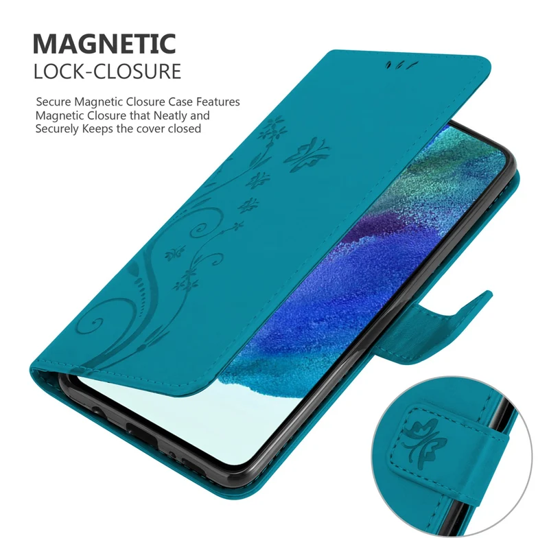 Cadorabo Hülle kompatibel mit Samsung Galaxy S22 PLUS Schutzhülle im Blumen Design mit Magnetverschluss, Standfunktion und Kartenfächern