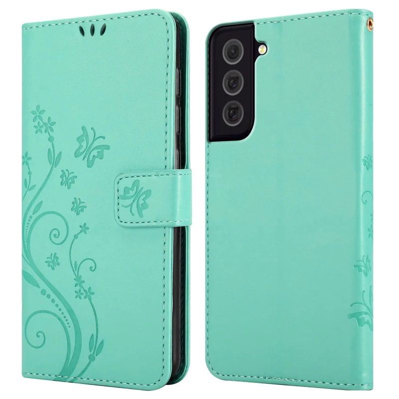 Cadorabo Hülle kompatibel mit Samsung Galaxy S22 PLUS Schutzhülle im Blumen Design mit Magnetverschluss, Standfunktion und Kartenfächern